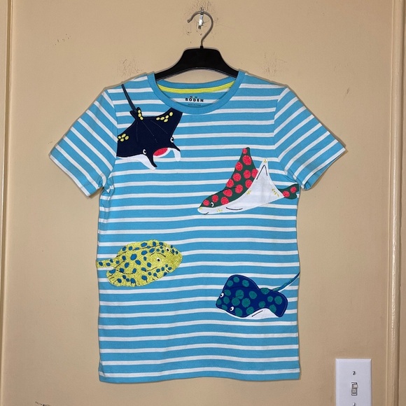 Boden Other - Boden Blue Striped Kids Shirt with Colorful Sea Creatures